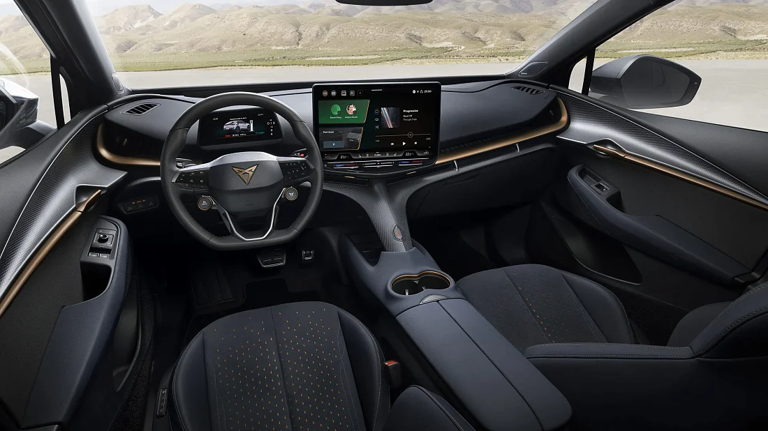 Cupra Tavascan VZ (2023-…) interior, front seat, driver seat, dashboard, steering wheel, infotainment, cockpit