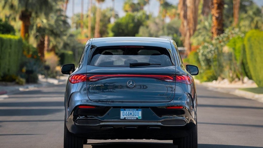 Mercedes EQE SUV AMG 53 4MATIC+ (2023-…) rear view, taillights, trunk, spoiler, badge, bumper, exterior