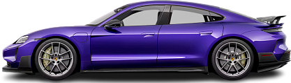 Side view photo of Porsche Taycan Turbo GT Weissach Package (2024-…) on transparent background