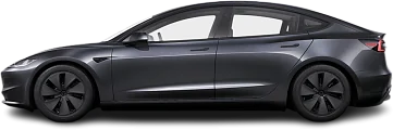 Side view photo of Tesla Model 3 Long Range AWD (2023-…) on transparent background