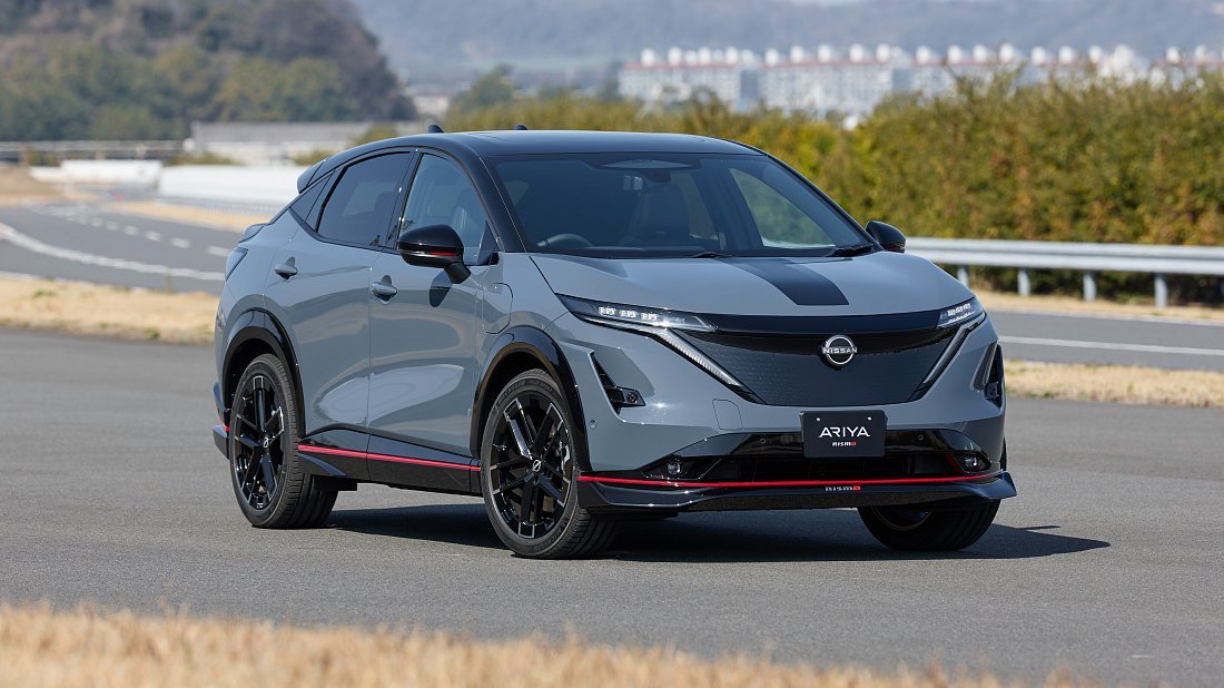 Nissan Ariya 87 kWh e-4ORCE AWD Nismo (2024-…) front view photo, front quarter, diagonal, exterior