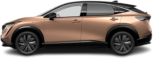 Side view photo of Nissan Ariya 87 kWh e-4ORCE AWD 225 kW (2021-…) on transparent background