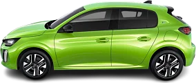 Side view photo of Peugeot e-208 51 kWh (2023-…) on transparent background