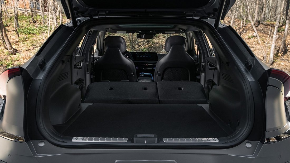 Kia EV6 Long Range RWD (2021-2024) trunk, boot, expanded, folded seats, maximum volume, max cargo, max capacity, max storage