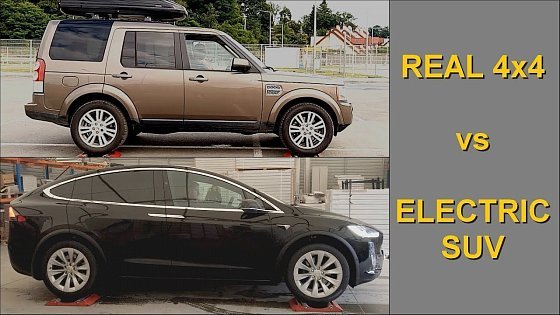 Video: REAL 4x4 vs ELECTRIC SUV - Land Rover Discovery 4 vs Tesla Model X - 4x4 test on rollers