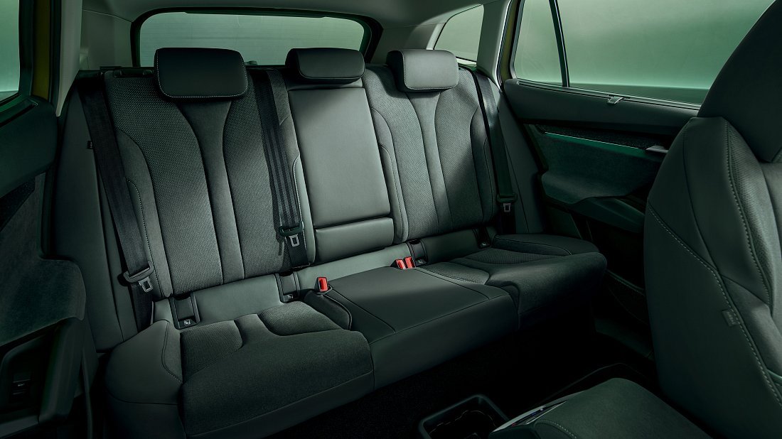 Škoda Enyaq 85 (2025-…) rear seats, back seats, passenger seats, legroom, headroom, interior