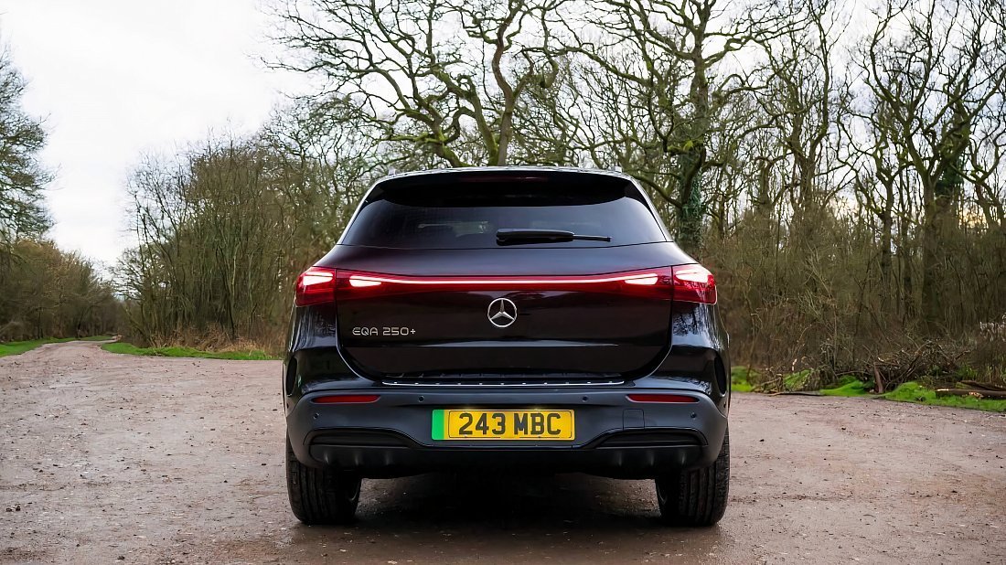 Mercedes EQA 250+ (2023-…) rear view, taillights, trunk, spoiler, badge, bumper, exterior