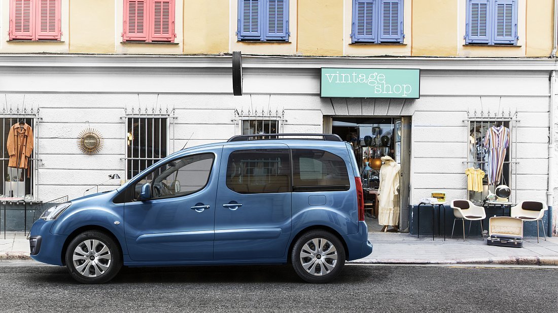 Citroën e-Berlingo Multispace (2017-2020) side profile, silhouette, doors, wheels, exterior