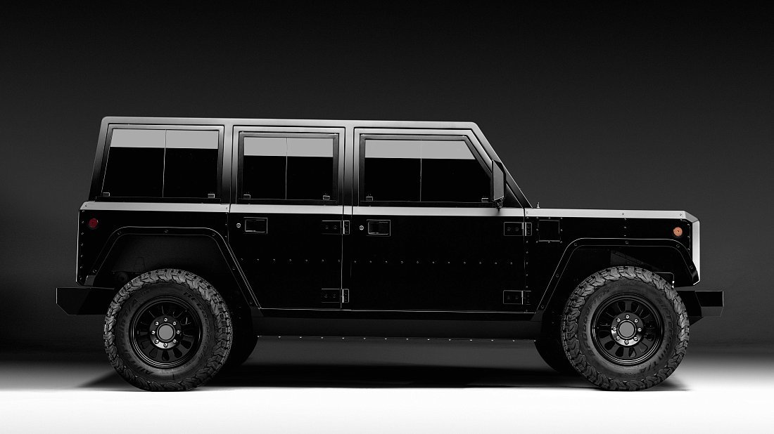 Bollinger Motors B1 120 kWh side profile photo, silhouette, doors, wheels, exterior
