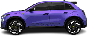 Side view photo of Abarth 600e Scorpionissima (2024-…) on transparent background