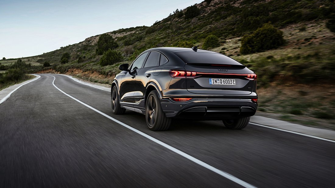 Audi Q6 Sportback e-tron quattro (2025-…) rear view, taillights, trunk, spoiler, badge, bumper, exterior