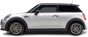 Side view photo of Mini Cooper SE (2021-2024) on transparent background