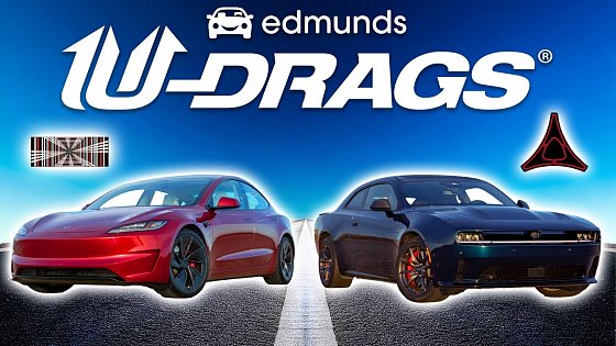 Video: EDMUNDS U-DRAGS: Dodge Charger EV vs. Tesla Model 3 Performance | Handling, Quarter Mile & More