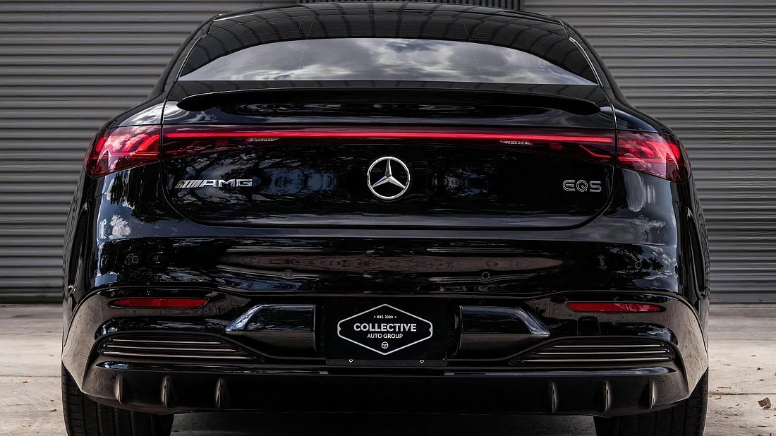 Mercedes EQS AMG 53 4MATIC+ (2024-…) rear view, taillights, trunk, spoiler, badge, bumper, exterior