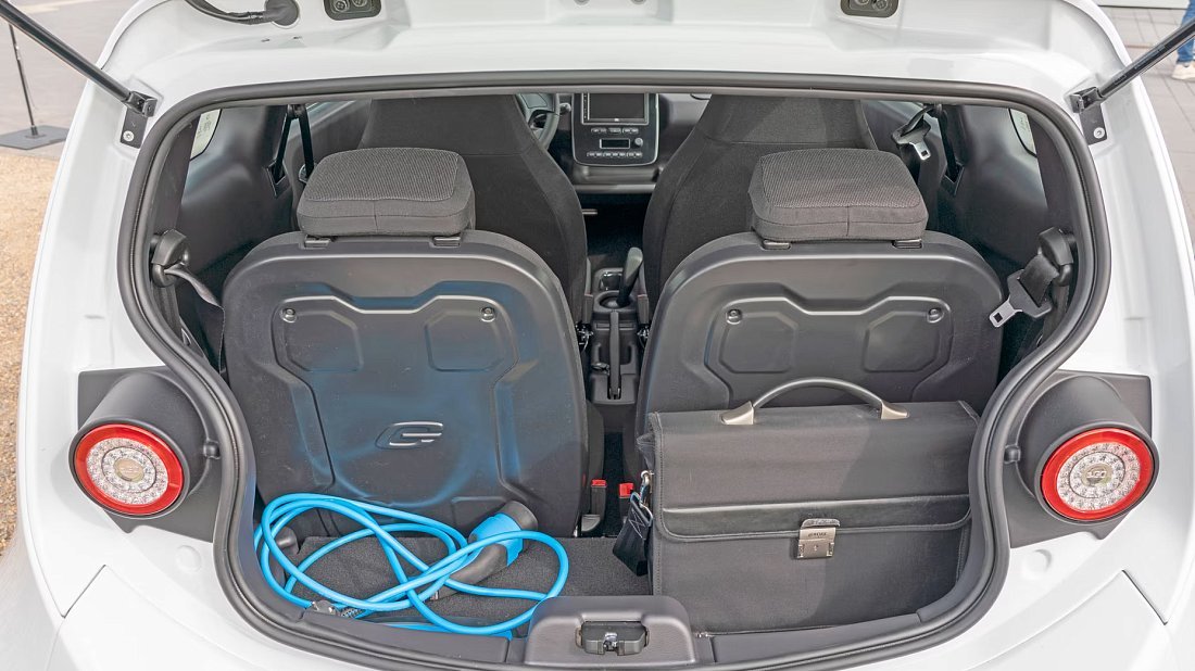 e.Go Life 20 (2020-2022) trunk photo, boot, seats up, seats upright, cargo space, cargo volume, cargo capacity, storage