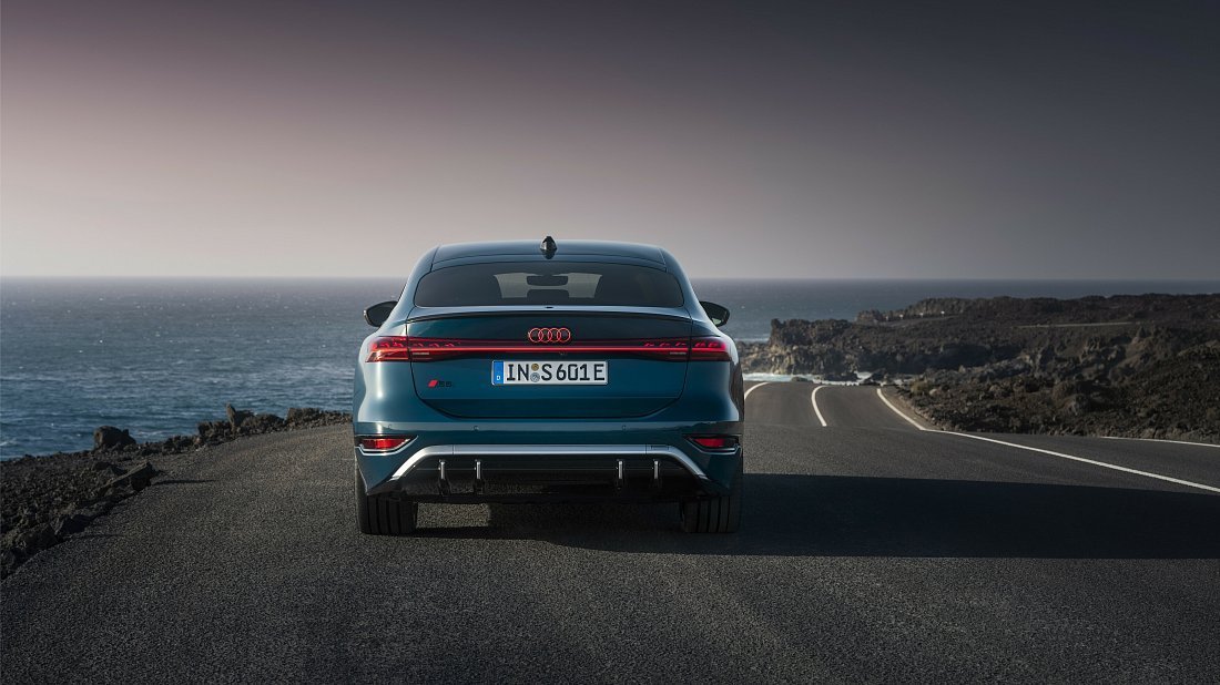 Audi S6 Sportback e-tron (2024-…) rear view photo, taillights, trunk, spoiler, badge, bumper, exterior