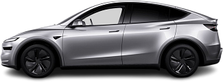Side view photo of Tesla Model Y Long Range RWD (2025-...) on transparent background