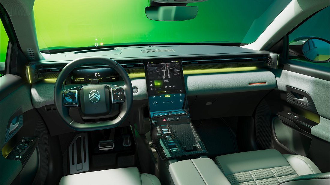 Citroën C5 Aircross Long Range (2025-…) interior photo, front seat, driver seat, dashboard, steering wheel, infotainment, cockpit
