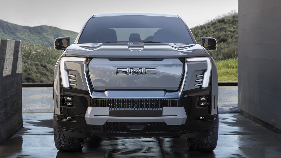 GMC Sierra EV Denali Edition 1 (2024-2025) front fascia photo, grille, headlights, bumper, exterior