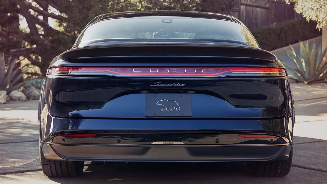 Lucid Air Sapphire (2023-…) rear view, taillights, trunk, spoiler, badge, bumper, exterior