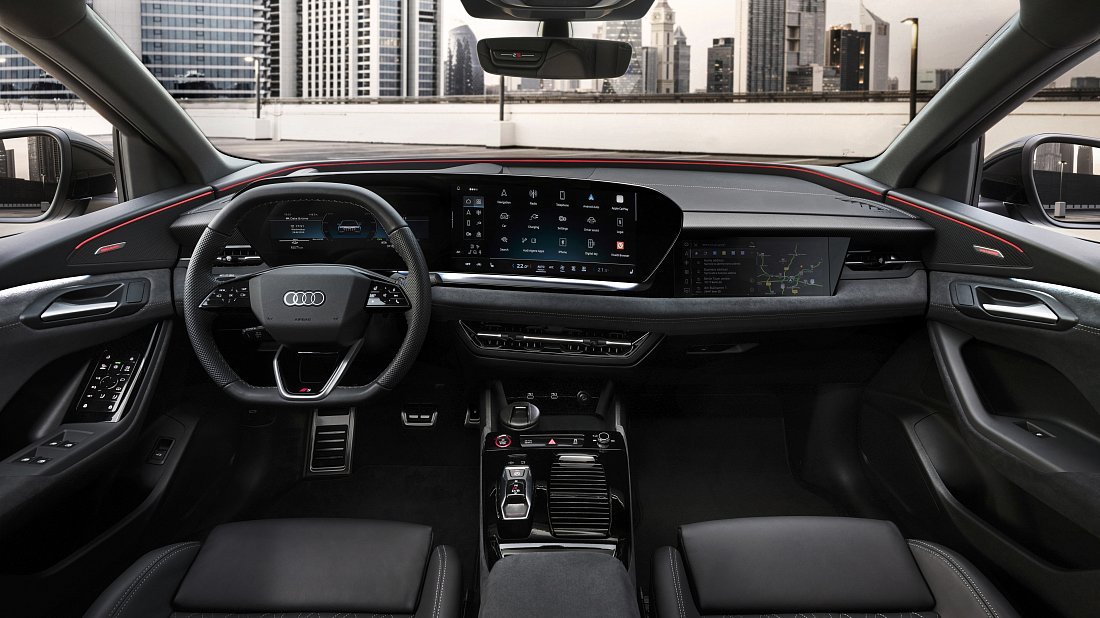 Audi Q6 Sportback e-tron quattro (2025-…) interior, front seat, driver seat, dashboard, steering wheel, infotainment, cockpit