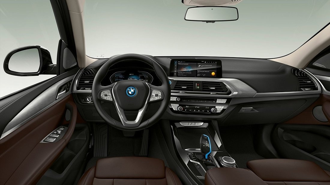 BMW iX3 Gen 1 (2020-2021) interior, front seat, driver seat, dashboard, steering wheel, infotainment, cockpit