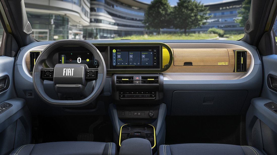 Fiat Grande Panda (2024-...) interior photo, front seat, driver seat, dashboard, steering wheel, infotainment, cockpit
