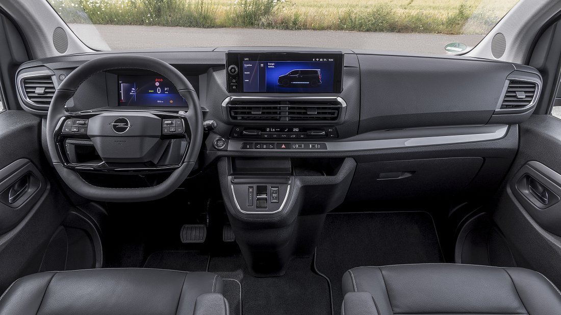 Opel Zafira Electric Life L3 50 kWh (2024-...) interior, front seat, driver seat, dashboard, steering wheel, infotainment, cockpit