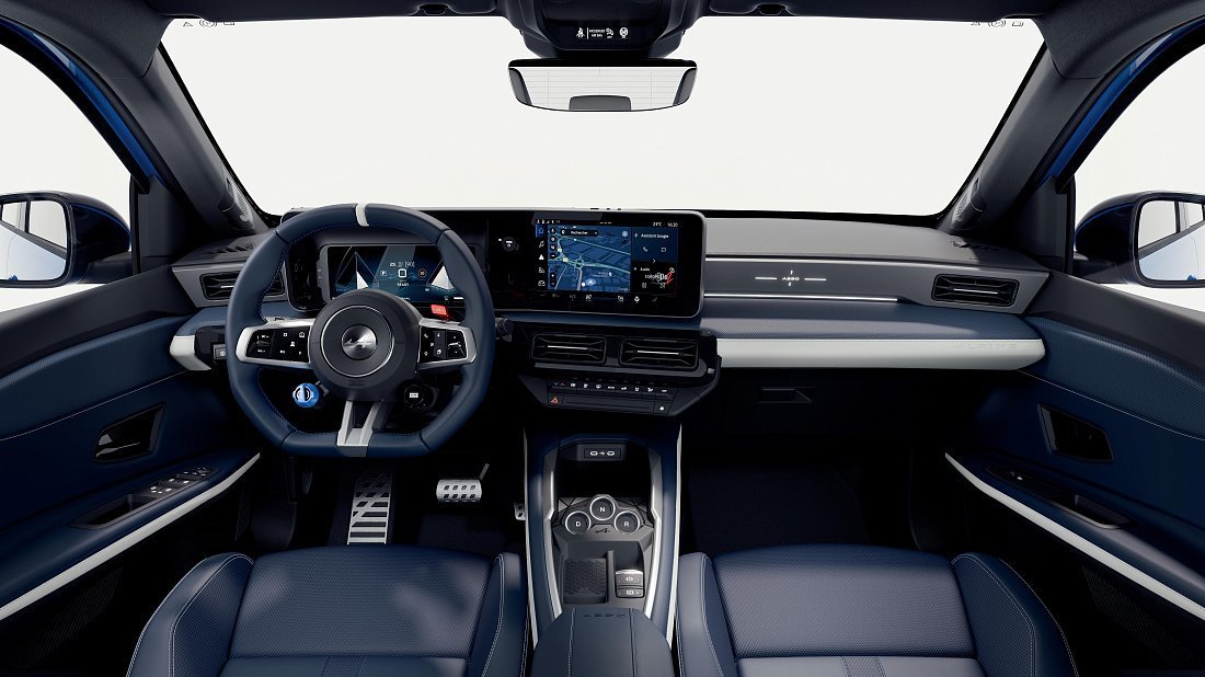 Alpine A290 220 hp (2024-...) interior, front seat, driver seat, dashboard, steering wheel, infotainment, cockpit