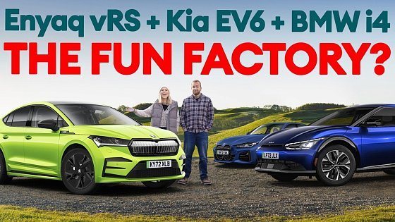 Video: Škoda Enyaq vRS vs Kia EV6 BMW i4: family electric cars GUARANTEED to make you smile / Electrifying