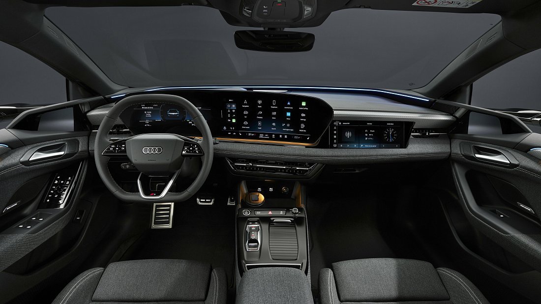 Audi A6 Avant e-tron quattro (2024-…) interior, front seat, driver seat, dashboard, steering wheel, infotainment, cockpit