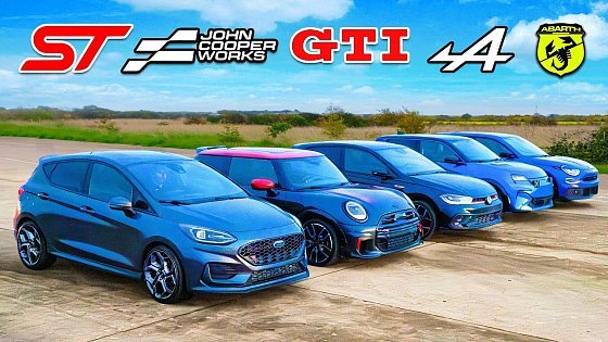 Video: Ultimate HOT HATCH DRAG RACE: Ford v VW v MINI v Alpine v Abarth