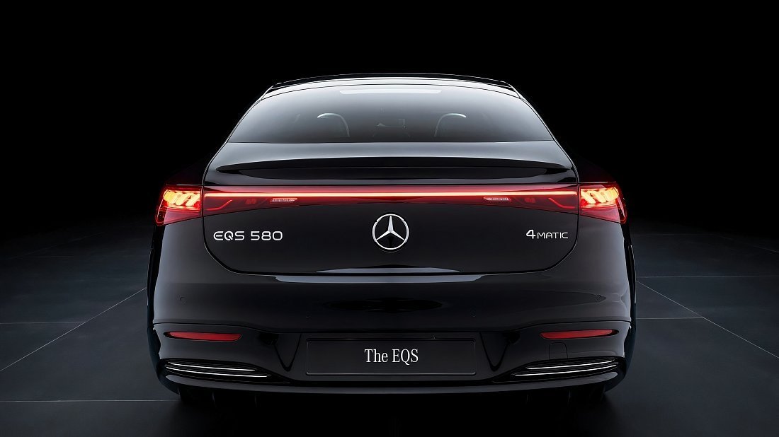 Mercedes EQS 580 4MATIC (2024-…) rear view, taillights, trunk, spoiler, badge, bumper, exterior