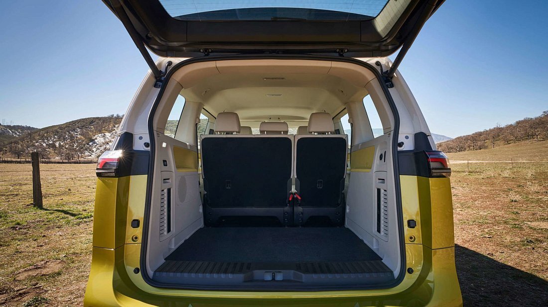 Volkswagen ID.Buzz Pro (2024-...) trunk, boot, seats up, seats upright, cargo space, cargo volume, cargo capacity, storage