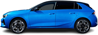 Side view photo of Opel Astra Electric (2023-…) on transparent background