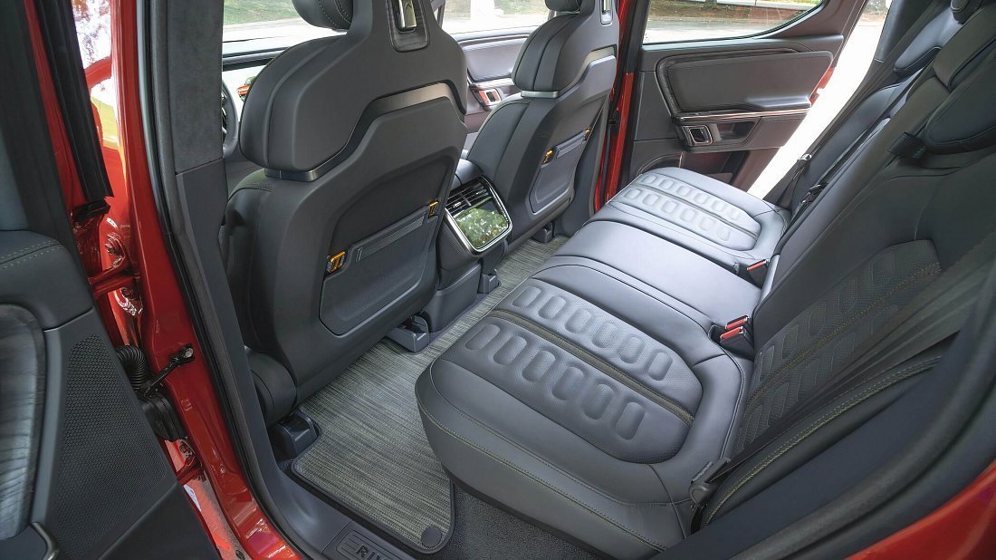 Rivian R1T Quad-Motor AWD Large (2022-…) rear seats, back seats, passenger seats, legroom, headroom, interior