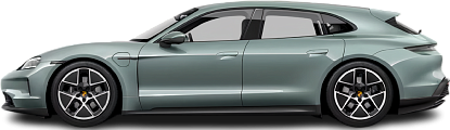 Side view photo of Porsche Taycan RWD Plus Sport Turismo (2024-…) on transparent background
