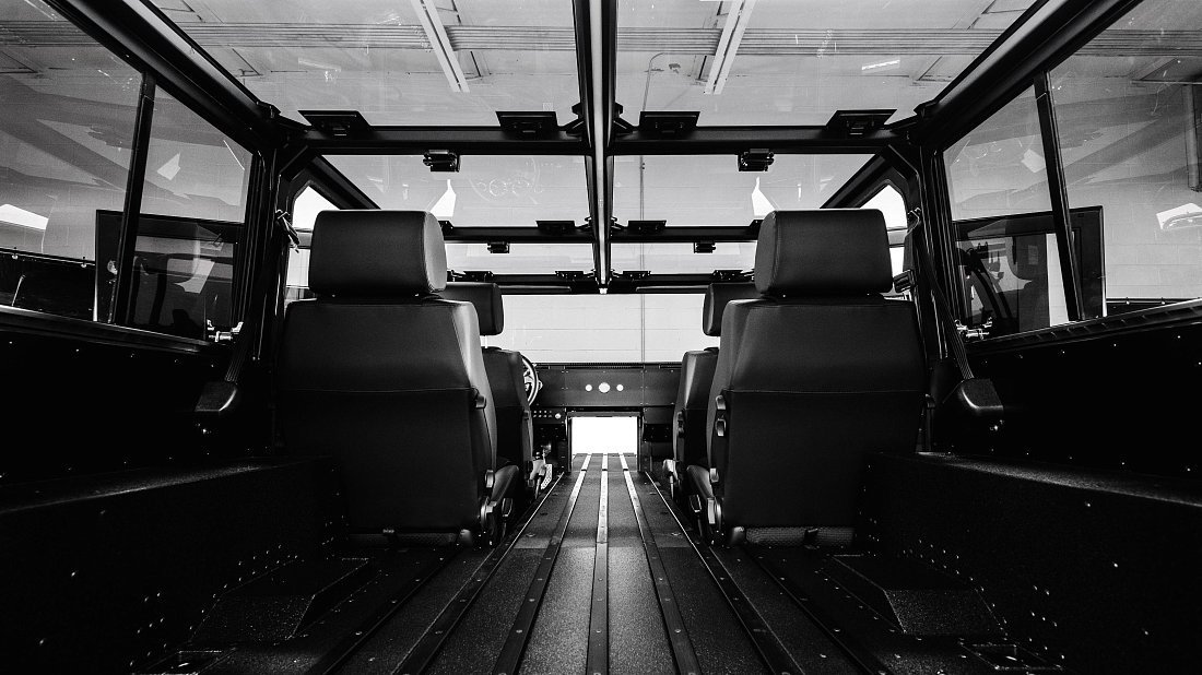 Bollinger Motors B1 120 kWh trunk photo, boot, seats up, seats upright, cargo space, cargo volume, cargo capacity, storage
