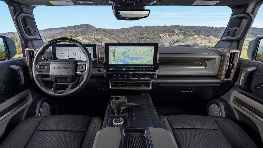 GMC Hummer EV SUV 3X (2023-…) interior photo, front seat, driver seat, dashboard, steering wheel, infotainment, cockpit