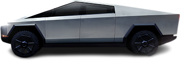 Side view photo of Tesla Cybertruck Cyberbeast (2024-…) on transparent background
