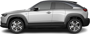 Side view photo of Mazda MX-30 Electric (2020-…) on transparent background