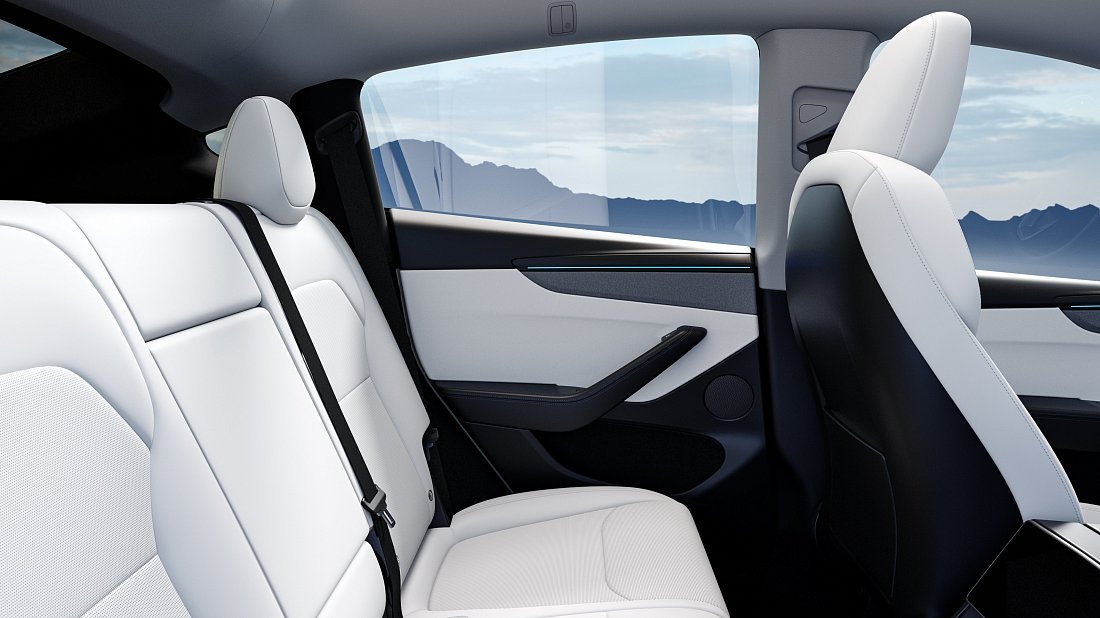 Tesla Model Y Premium RWD (2025-...) rear seats photo, back seats, passenger seats, legroom, headroom, interior