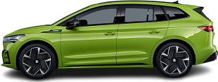 Side view photo of Škoda Enyaq iV RS (2023) on transparent background