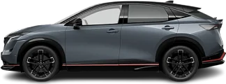 Side view photo of Nissan Ariya 87 kWh e-4ORCE AWD Nismo (2024-…) on transparent background