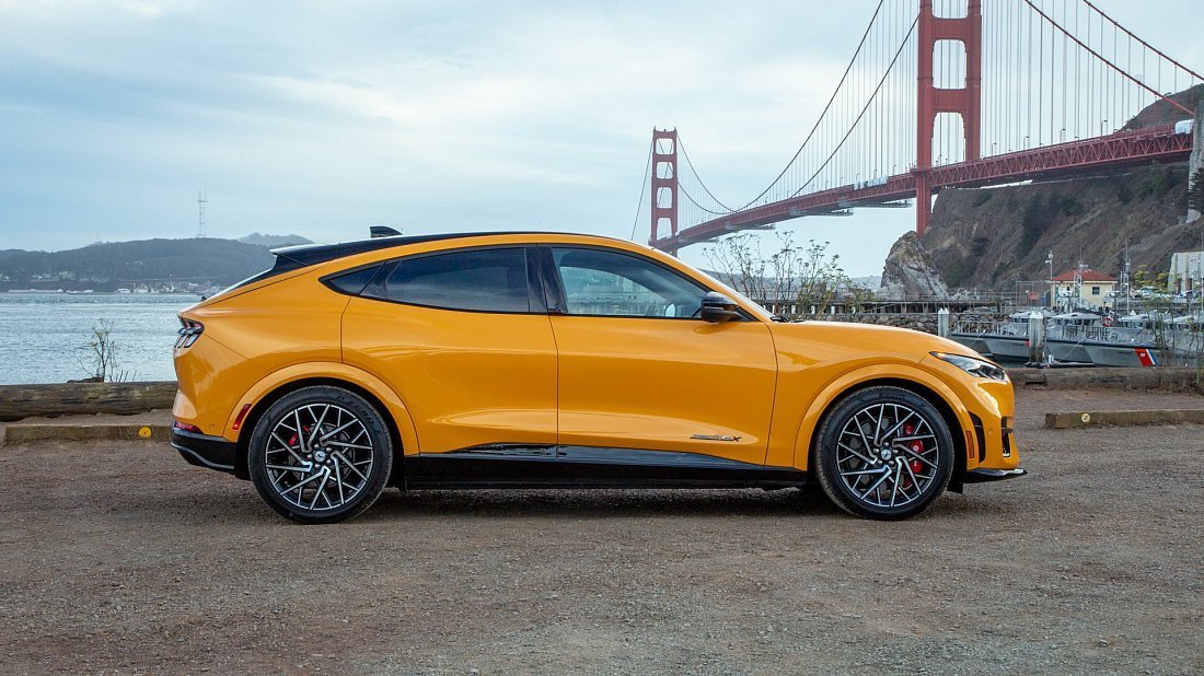 Ford Mustang Mach-E GT Performance Edition (2021-2023) side profile, silhouette, doors, wheels, exterior