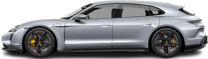 Side view photo of Porsche Taycan Turbo S Sport Turismo (2024-…) on transparent background