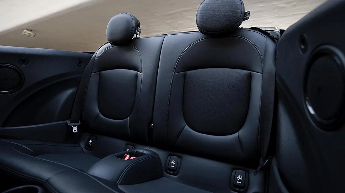 Mini Cooper SE Convertible (2023-2024) rear seats, back seats, passenger seats, legroom, headroom, interior