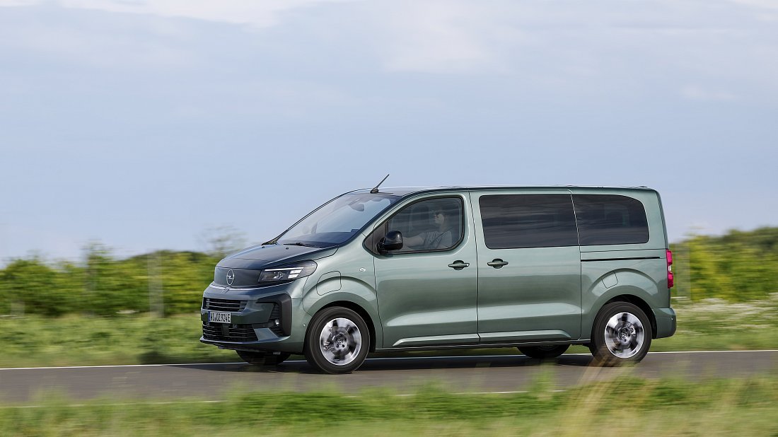 Opel Zafira Electric Life L2 75 kWh (2024-...) side profile photo, silhouette, doors, wheels, exterior