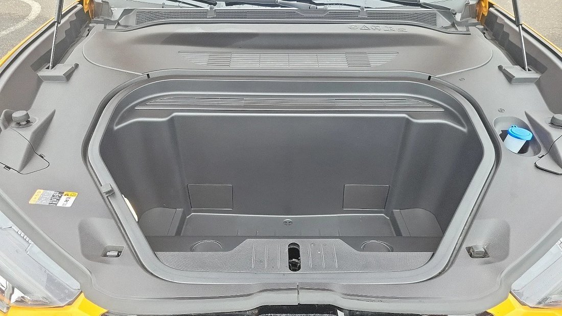 Ford Mustang Mach-E Rally (2024-…) frunk, front trunk, under hood, storage, cargo, capacity, bonus space