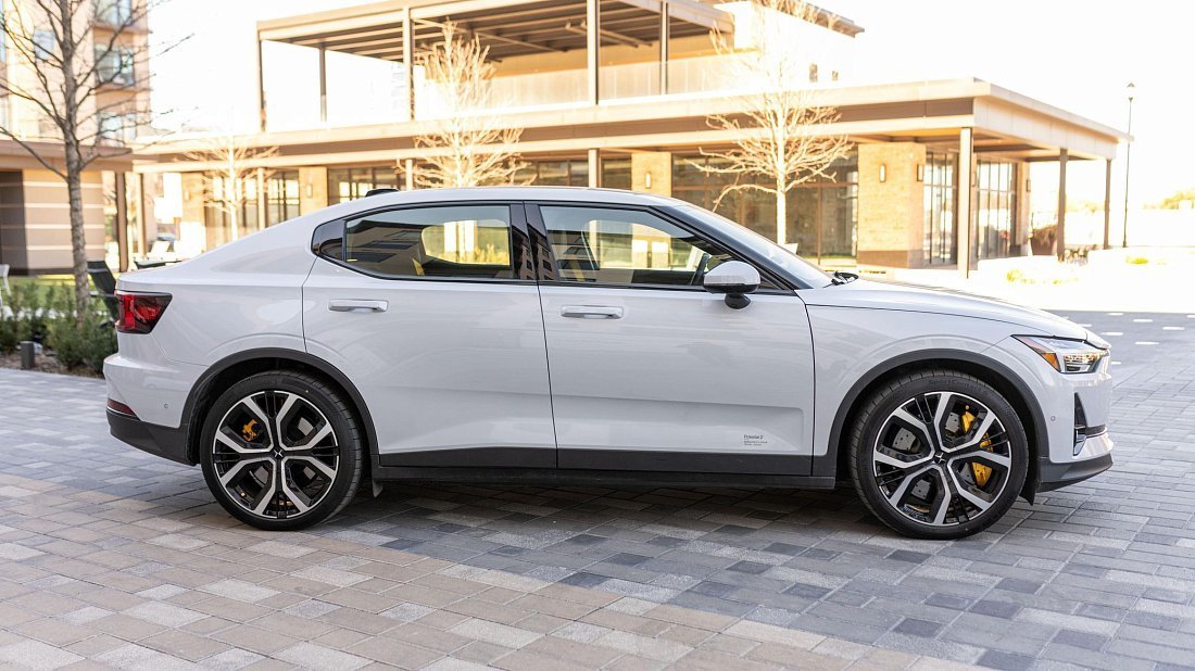 Polestar 2 Long Range Performance (2021-2023) side profile, silhouette, doors, wheels, exterior